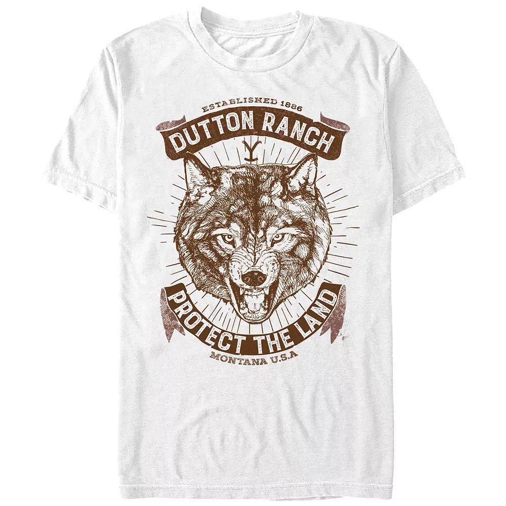 Men's Yellowstone Dutton Ranch Wolf Protector Graphic Tee, Size: Small, White Product Image