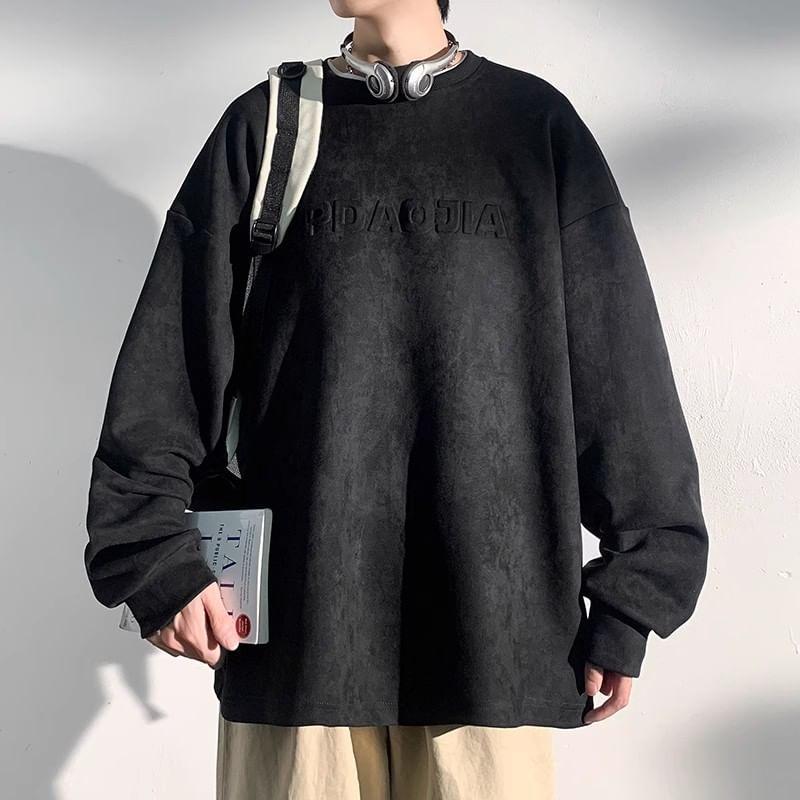 Round Neck Lettering Sweatshirt Product Image