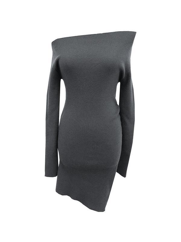 Solid One Shoulder Irregular Design Mini Dress Product Image