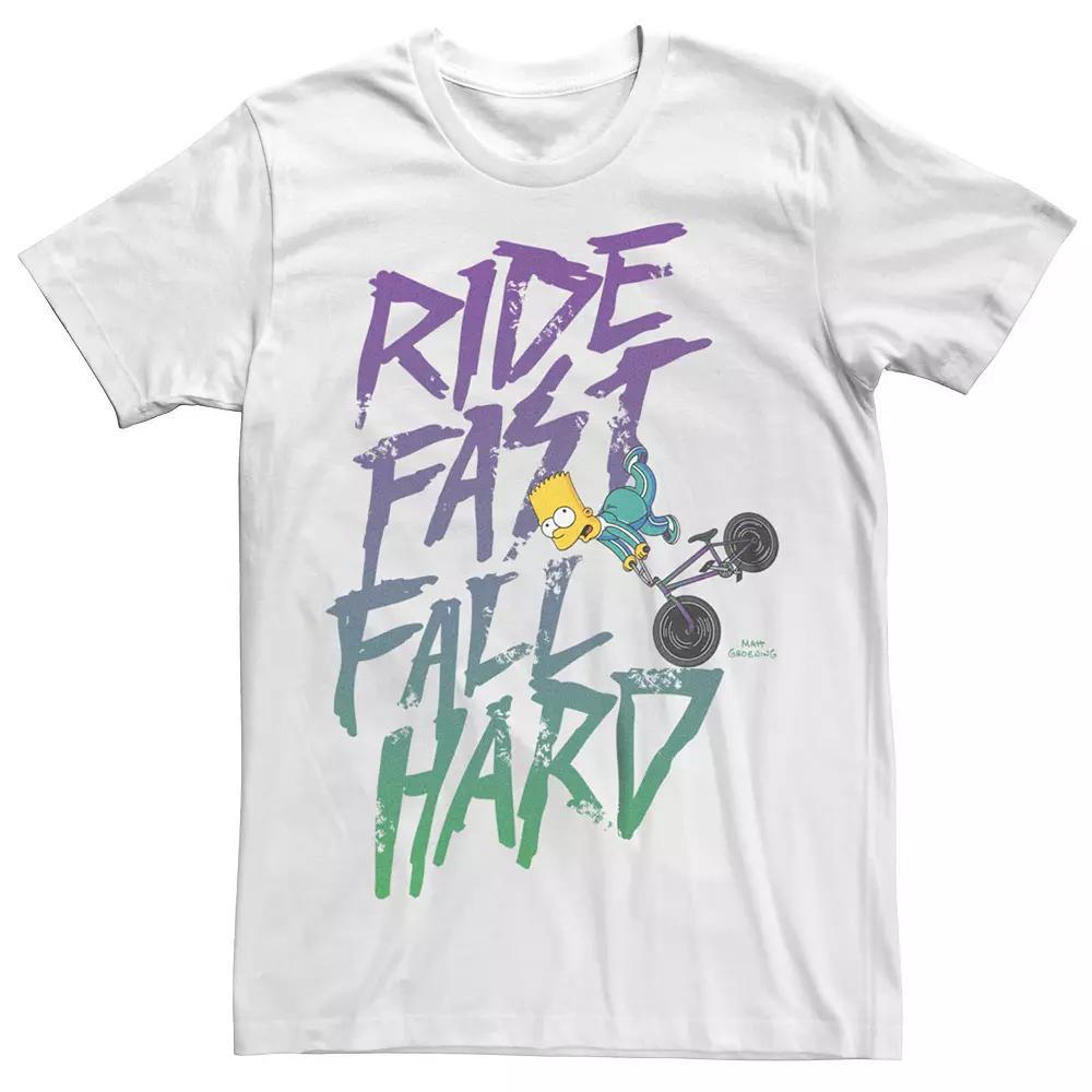 Men's The Simpsons Bart Ride Fast Graphic Tee, Size: XS, White Product Image