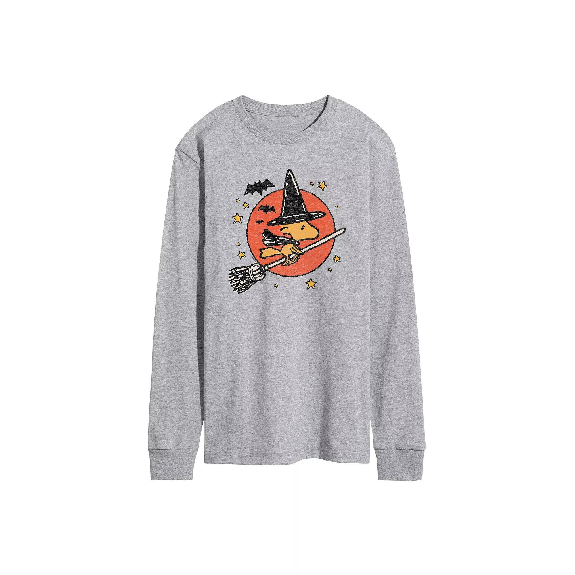 Mens Peanuts Woodstock Witch Long Sleeve Graphic Tee Grey Gray Product Image