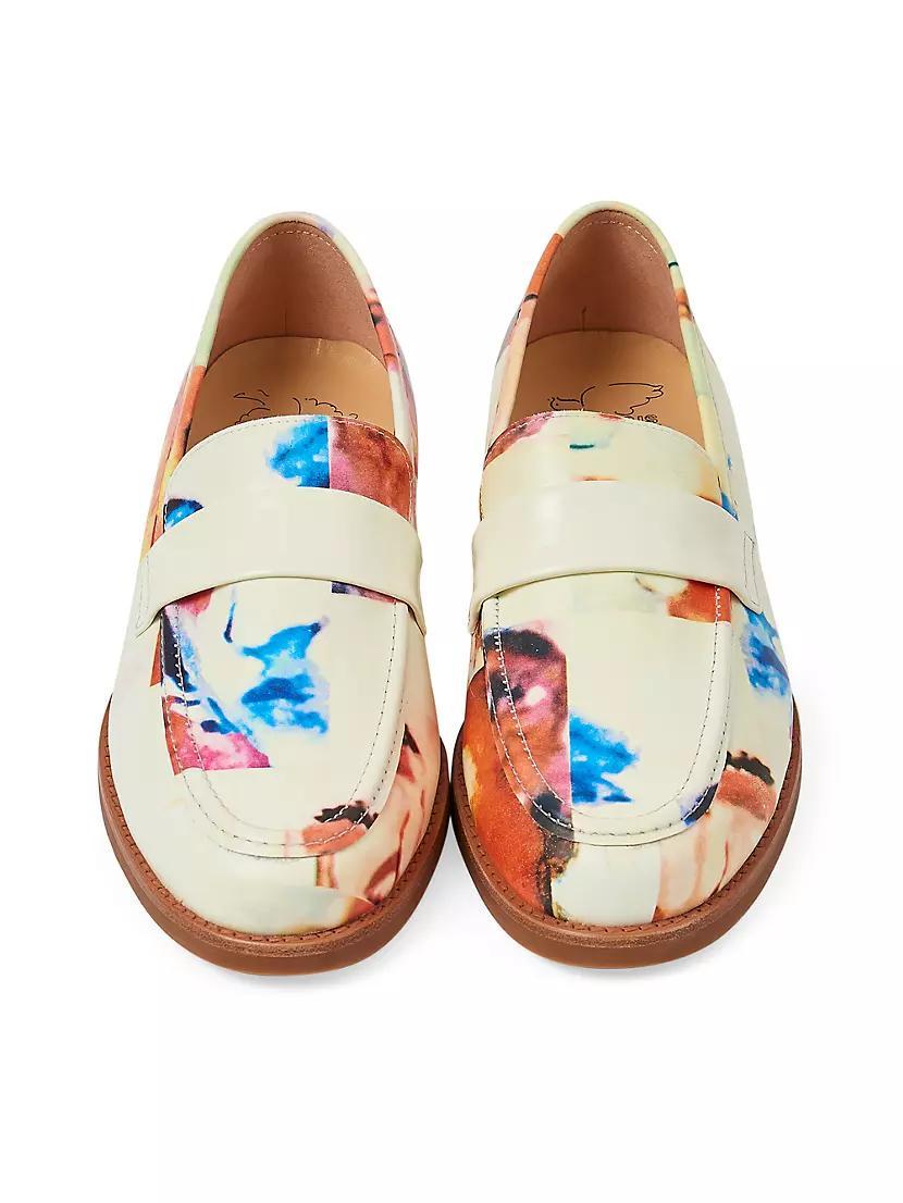 Collage Faces Printed Leather Loafers Product Image