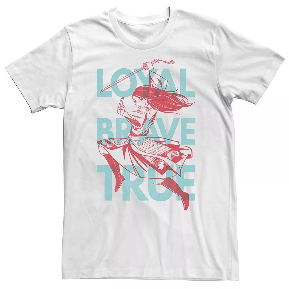 Big & Tall Disney Mulan Live Action Loyal Brave True Text Overlay Tee, Men's, Size: 4XL Tall, White Product Image