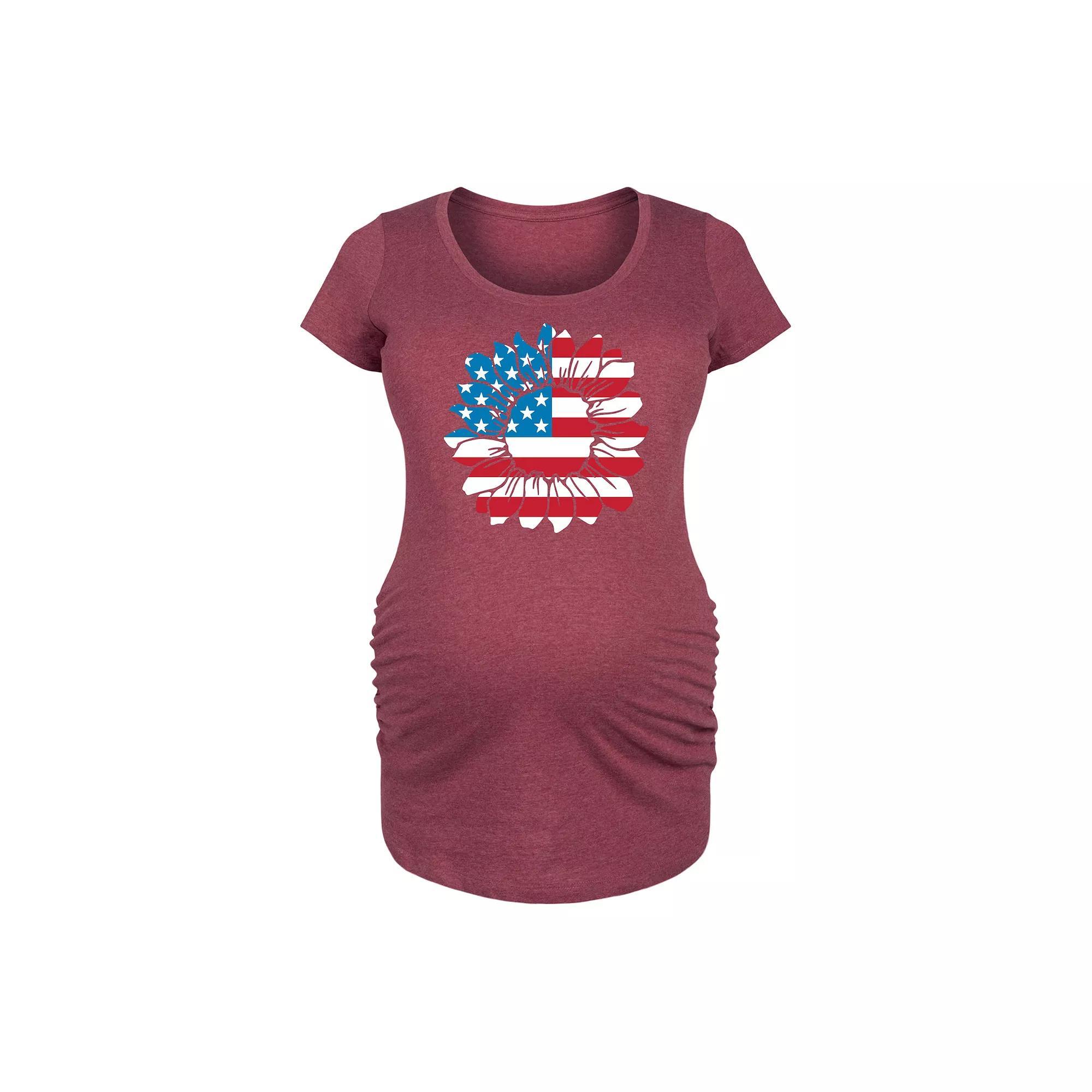 Maternity American Flag Sunflower Graphic Tee, Womens Product Image