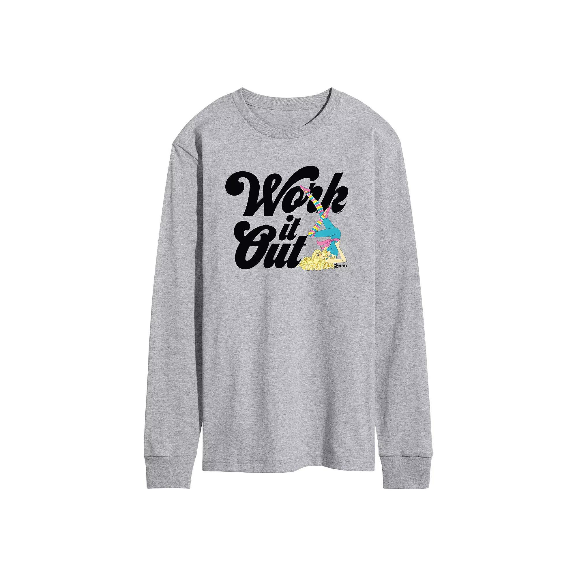 Mens Barbie Retro Work It Out Long Sleeve Graphic Tee Product Image