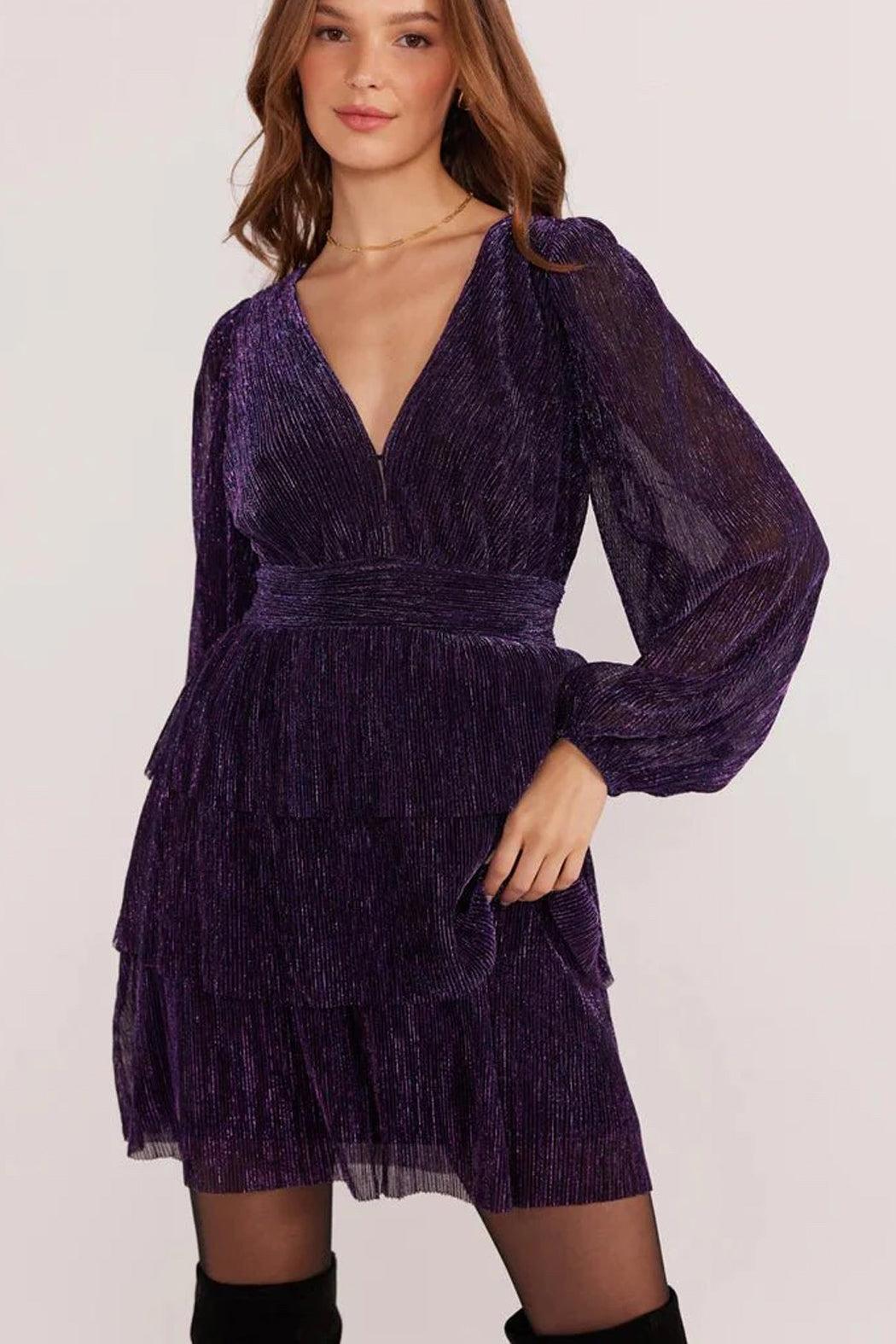 Enya Lurex Plisse Mini Dress Product Image