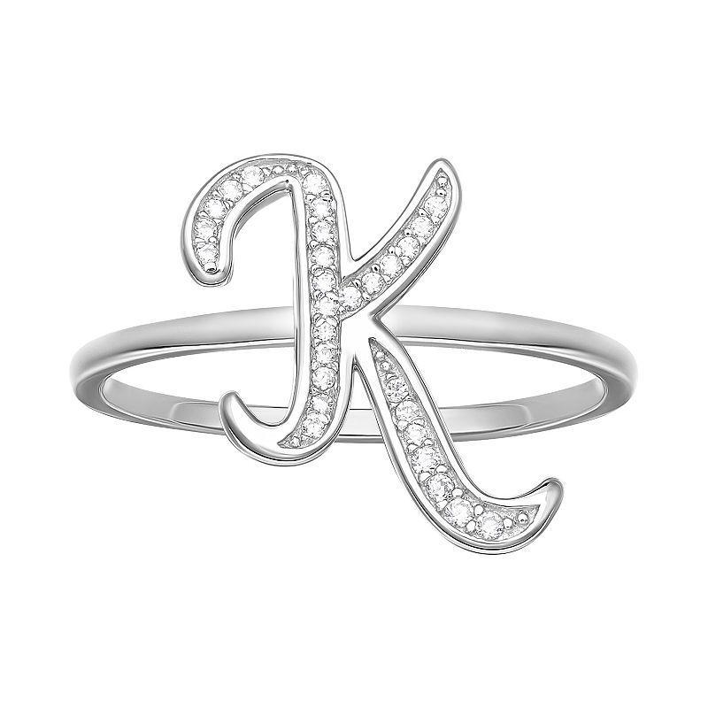 PRIMROSE Sterling Silver Cubic Zirconia Initial Ring, Women's, Size: 8, Sterling Silver X Product Image