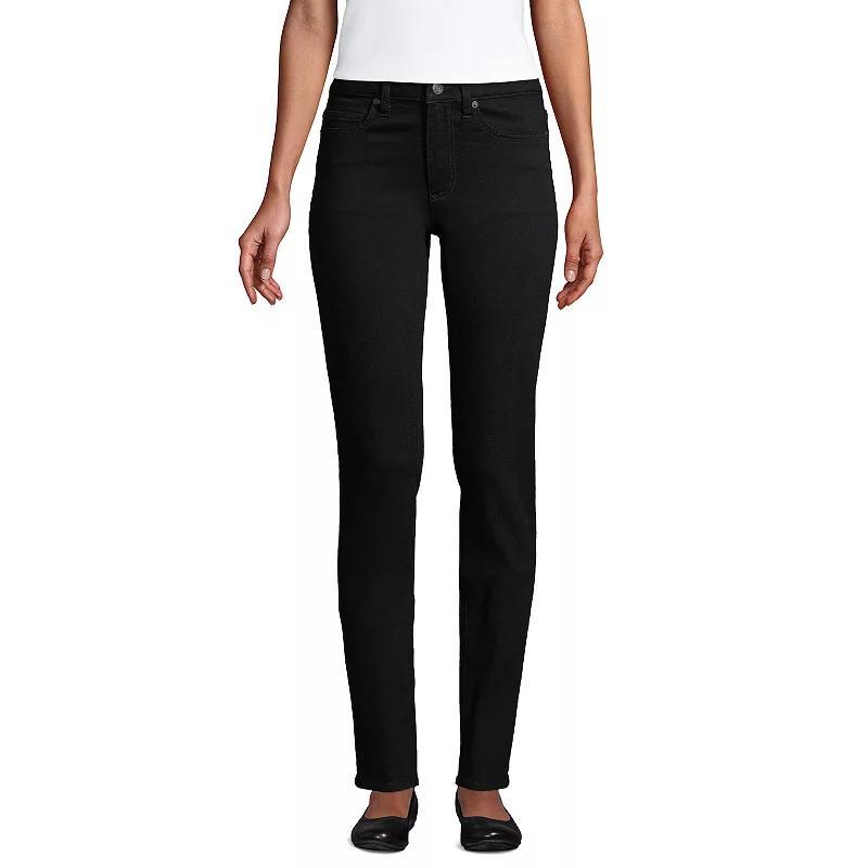 Women's Tall Lands' End Midrise Straight-Leg Jeans, Size: 12X32, Black Product Image