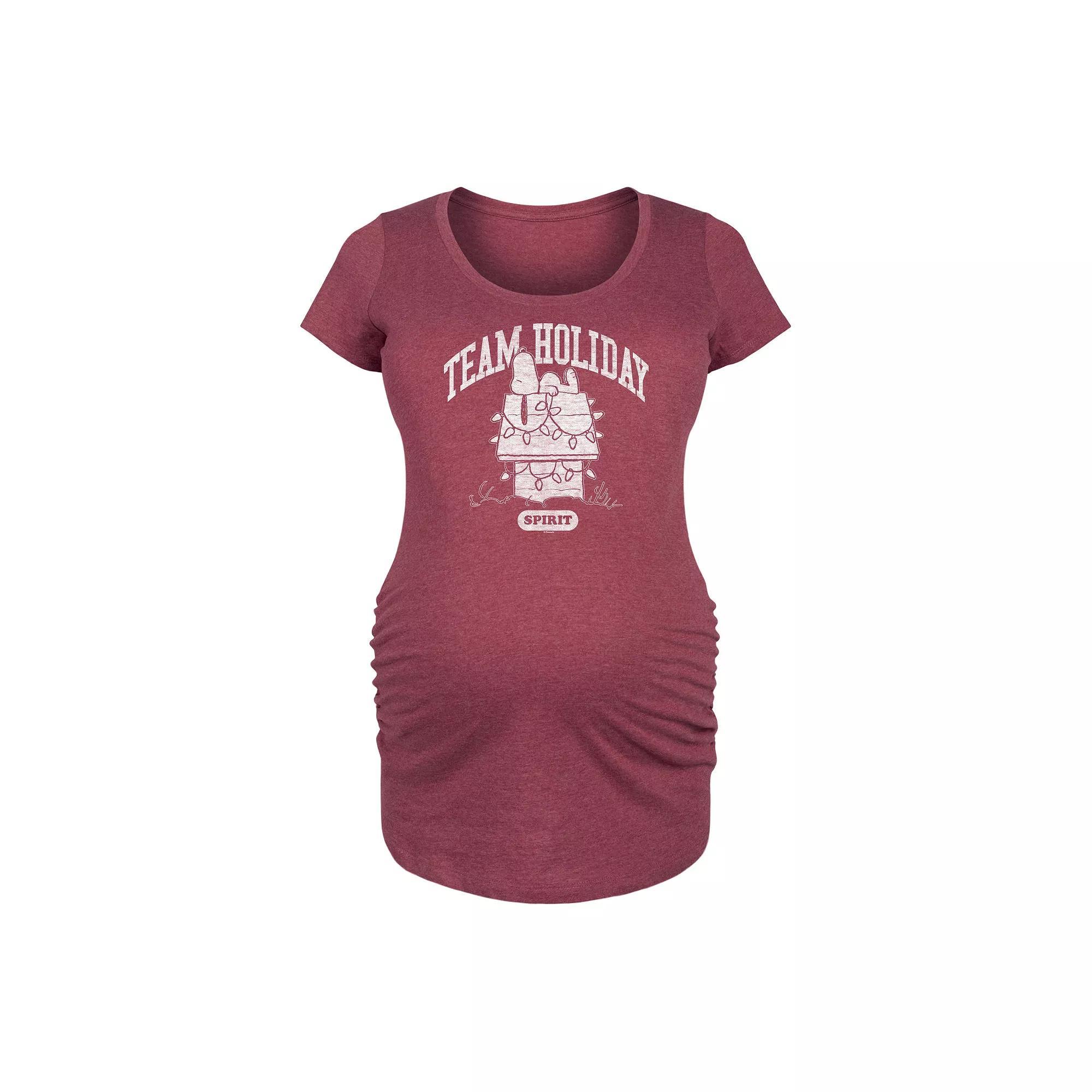 Maternity Peanuts Snoopy Team Holiday Spirit Graphic Tee, Womens Blue Product Image