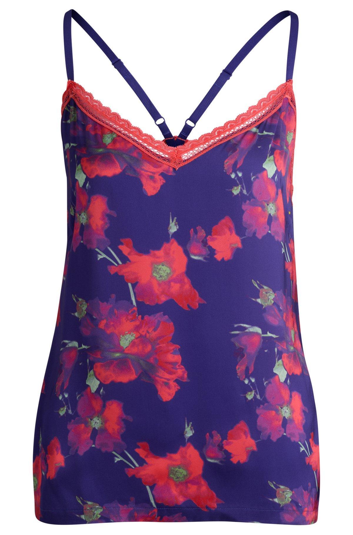 Lace-trim pajama vest in satin Product Image