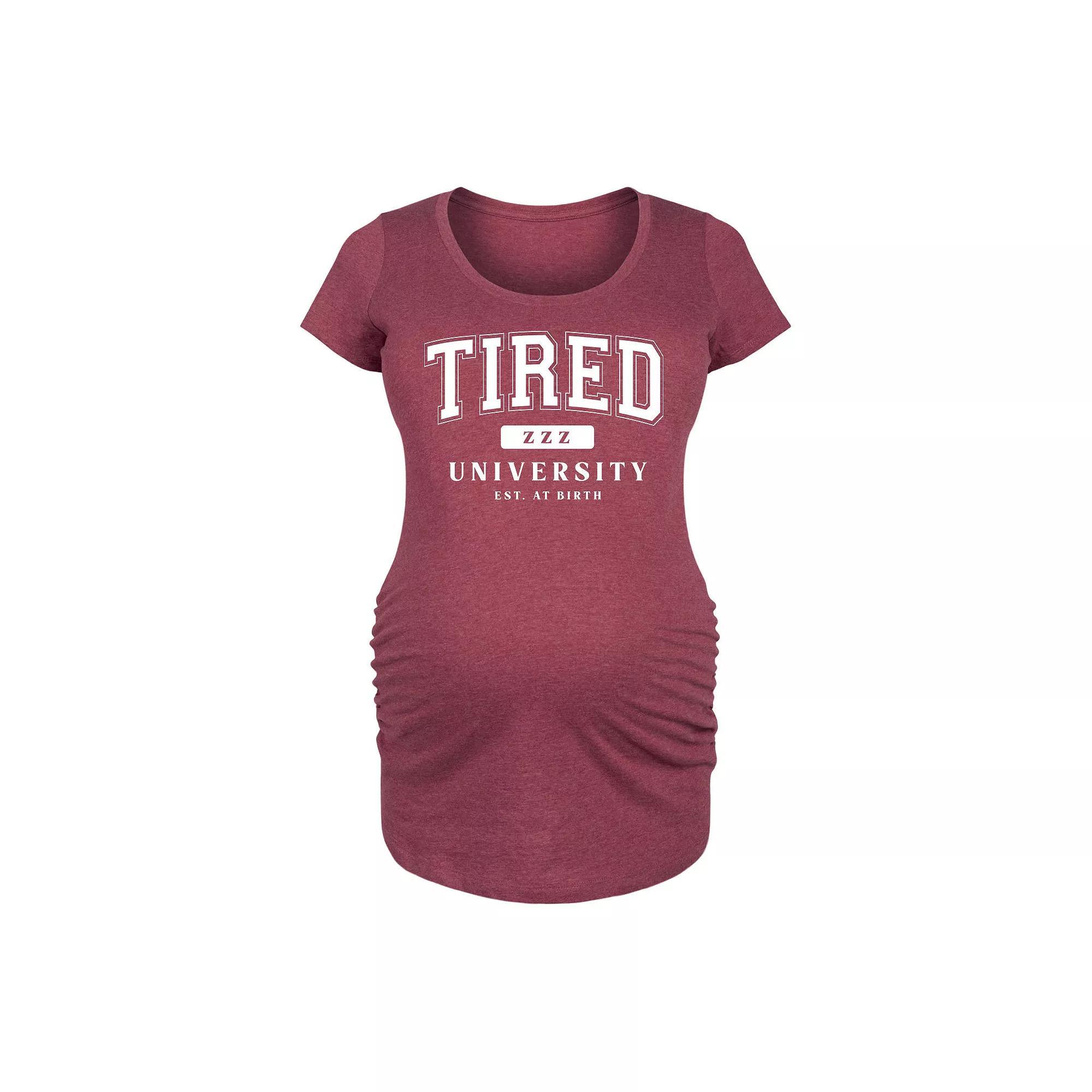 Maternity Tired University Graphic Tee, Womens Grey Dark Red Product Image