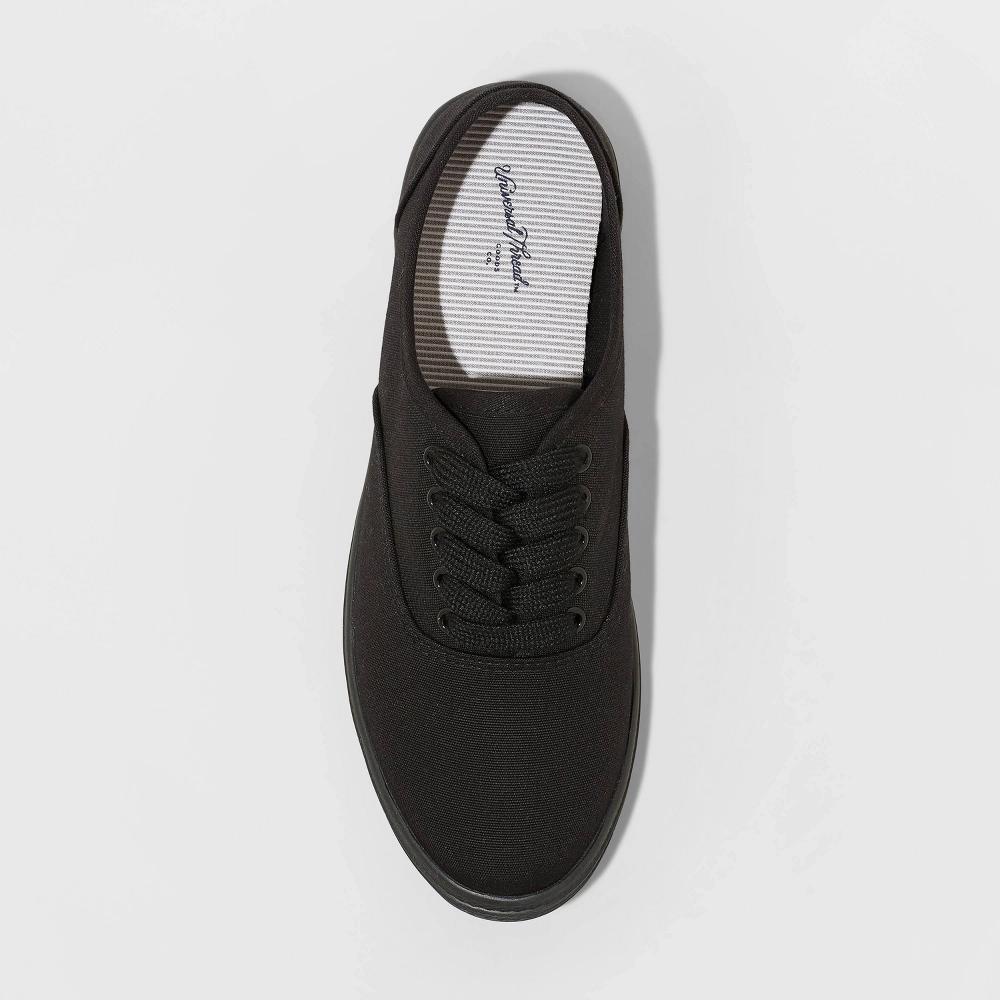 Womens Lunea Wide Width Lace-Up Sneakers - Universal Thread Black 12W: Canvas Low Top, Non-Marking Sole, Closed Round Toe Product Image