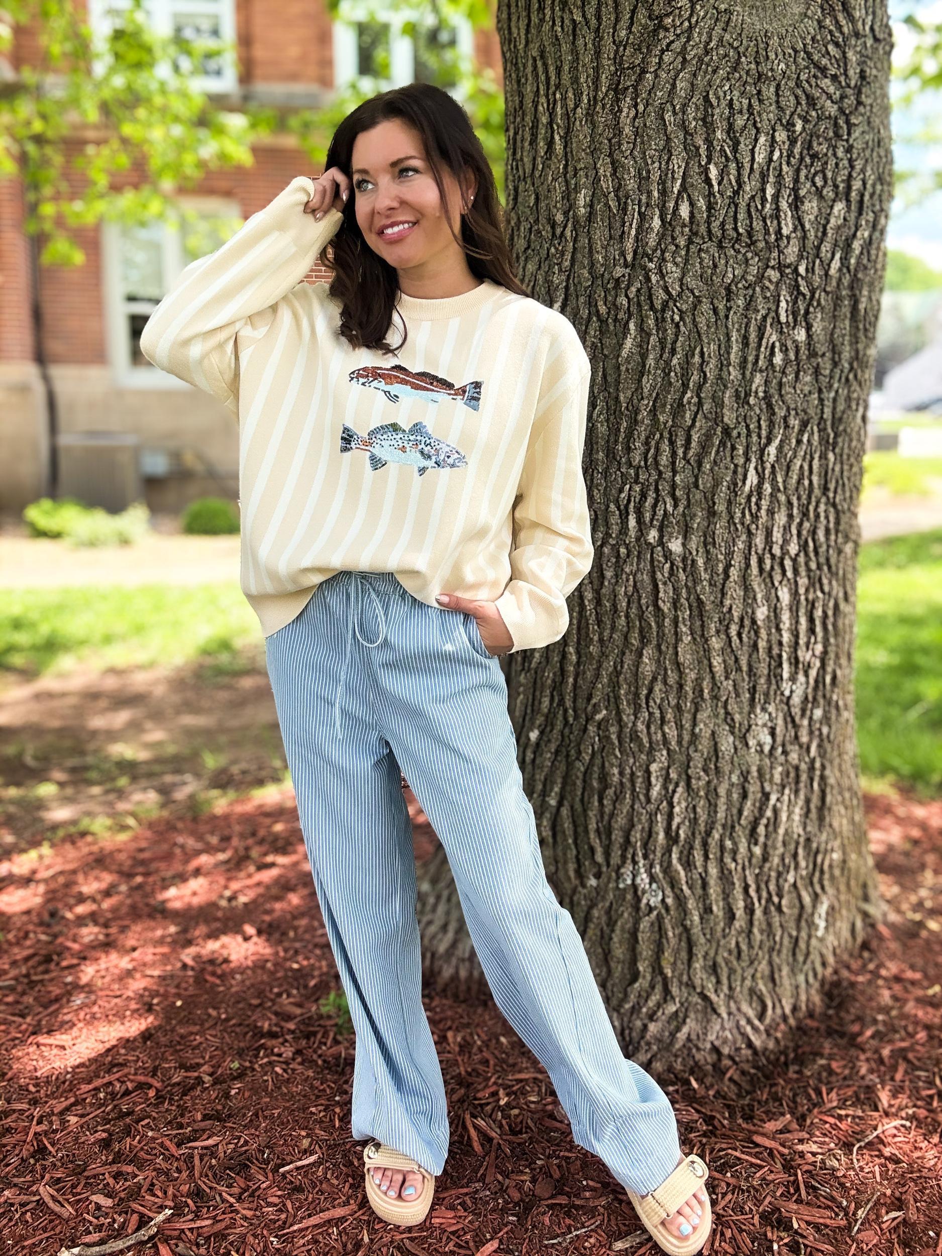 Beige Stripe Trout Sweater Product Image