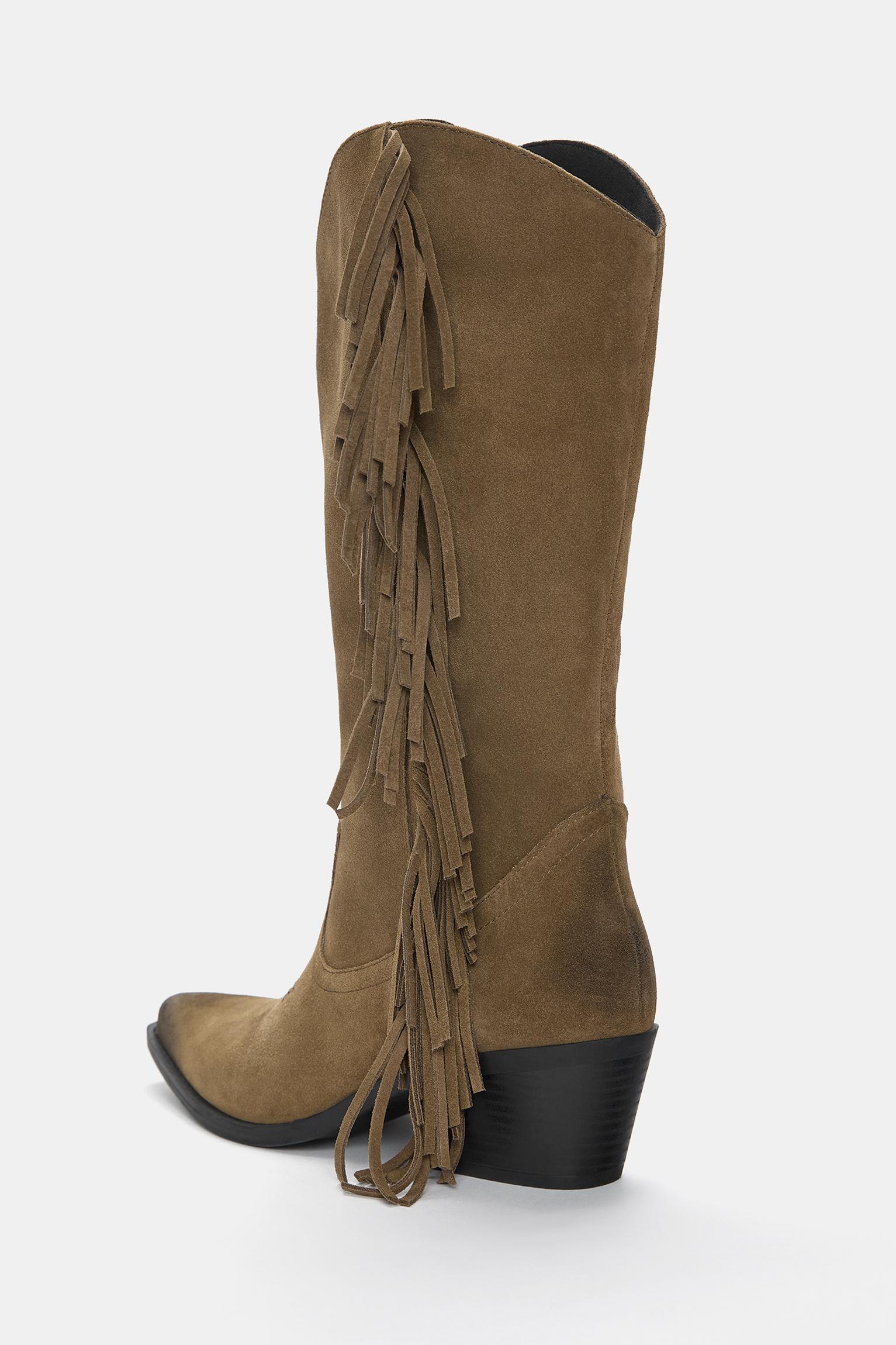Leather cowboy boots with fringing Product Image
