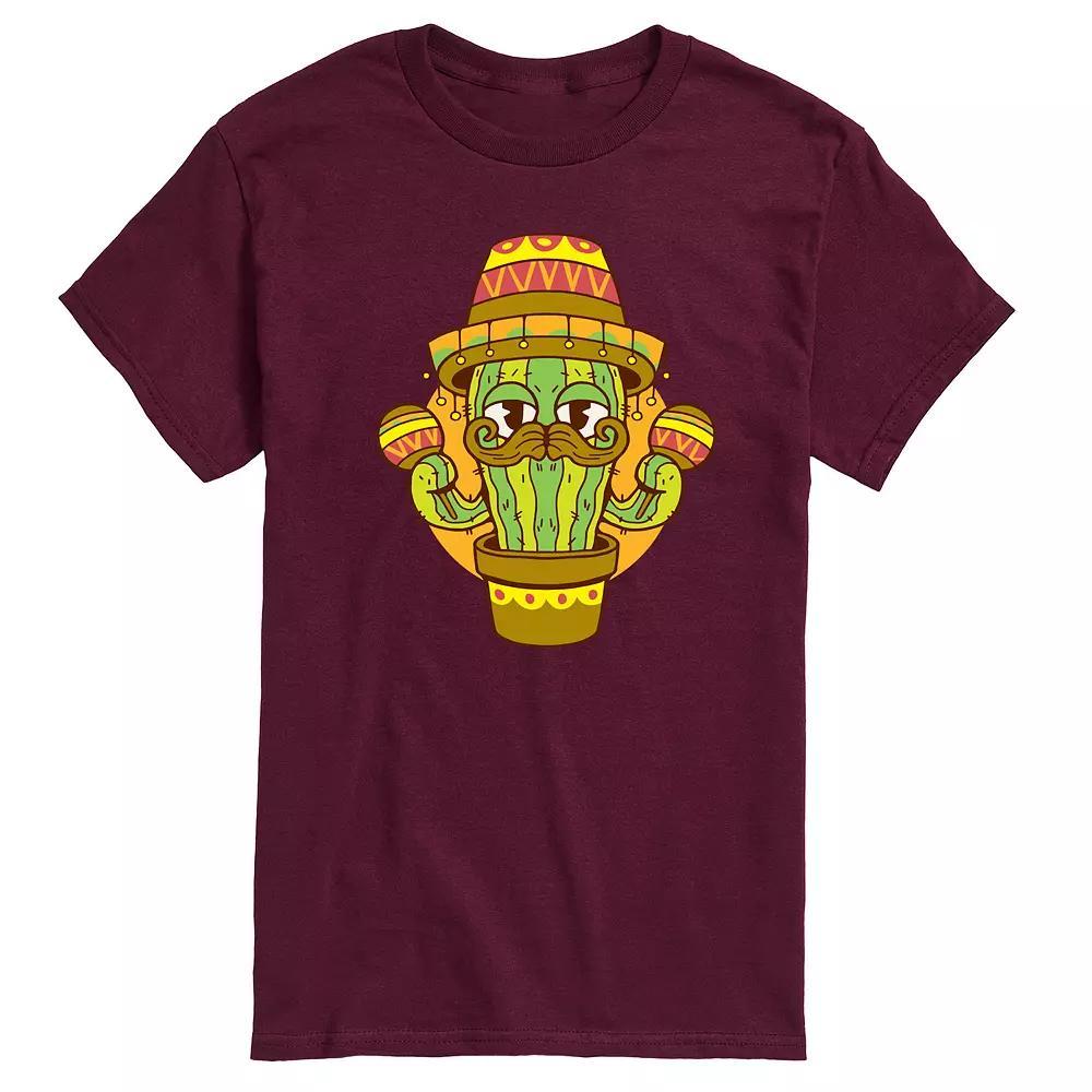 Mens Cactus Sombrero Graphic Tee Red Product Image