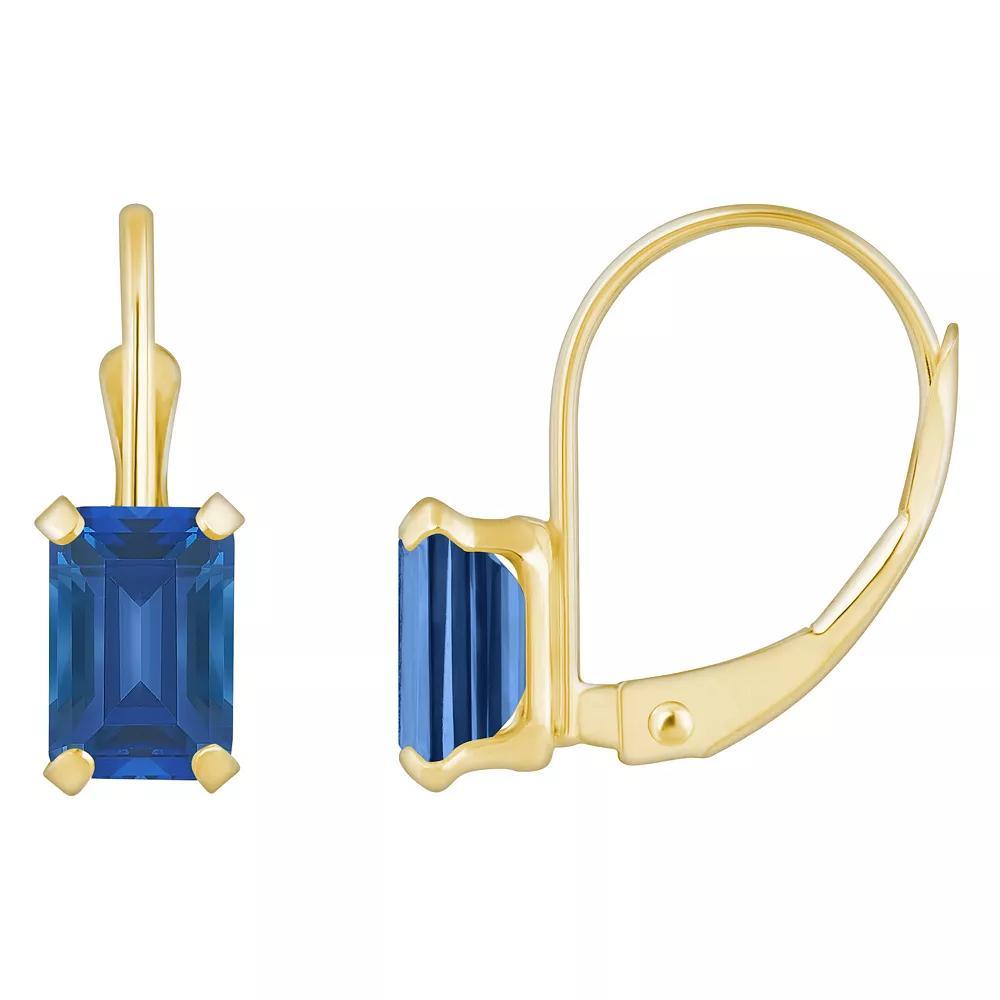 Celebration Gems 10k Gold Emerald Cut Onyx Leverback Earrings, Women's Product Image
