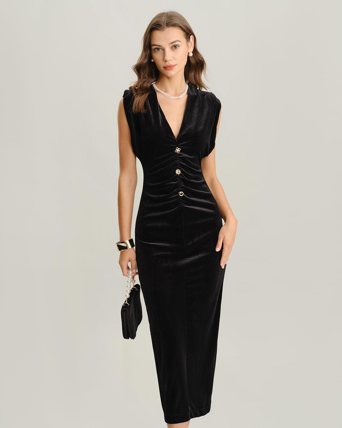 Black Velvet Bodycon Maxi Dress Product Image
