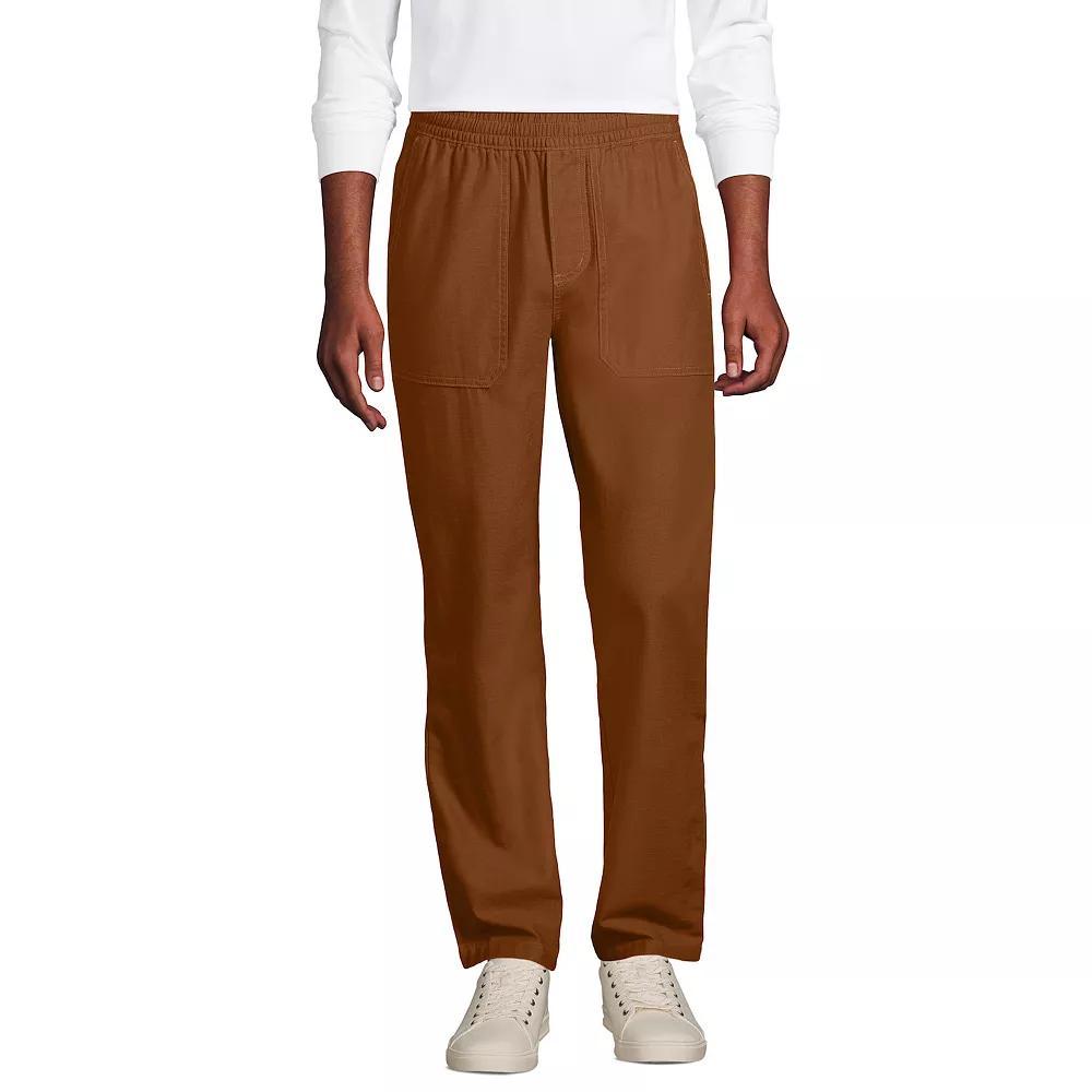 Men's Lands' End Textured Twill Hemmed Work Pants, Size: Large-32, Dark Caramel Product Image