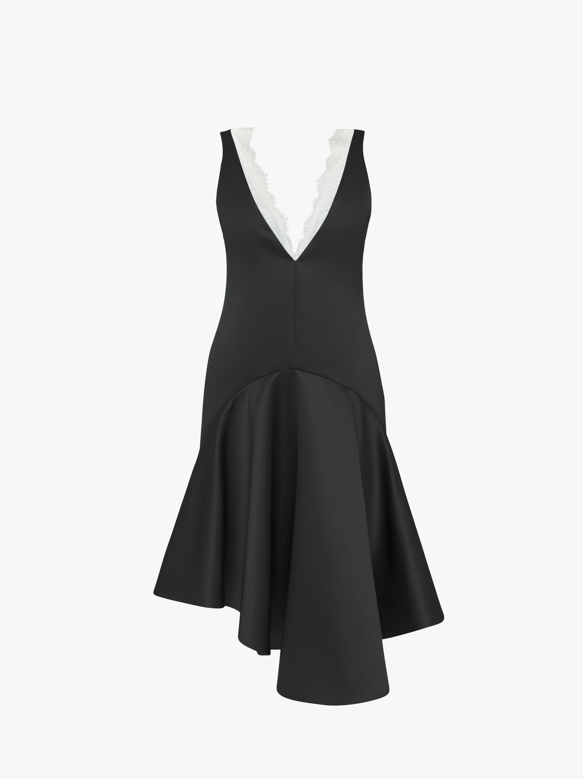 DRAPED HEMLINE V-NECK DRESS Product Image