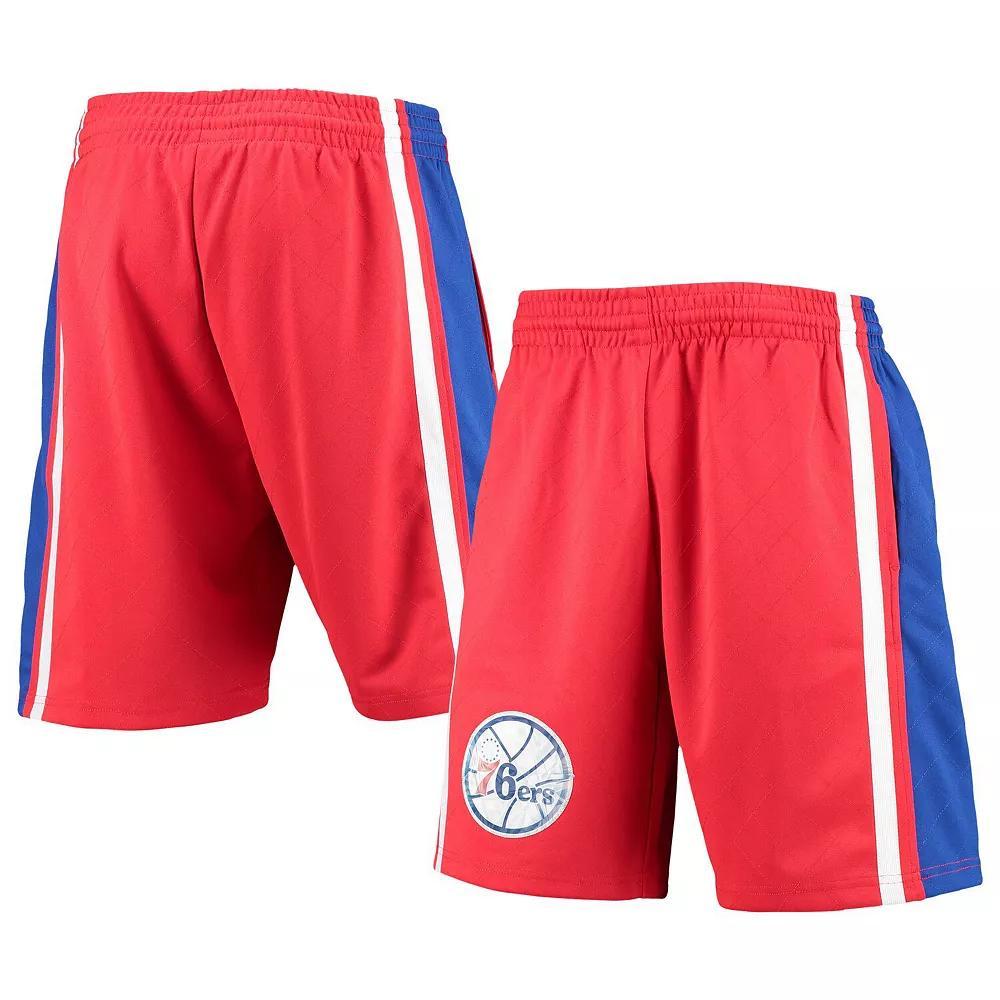 Mens Mitchell & Ness Red Philadelphia 76ers Hardwood Classics 75th Anniversary Swingman Shorts Product Image