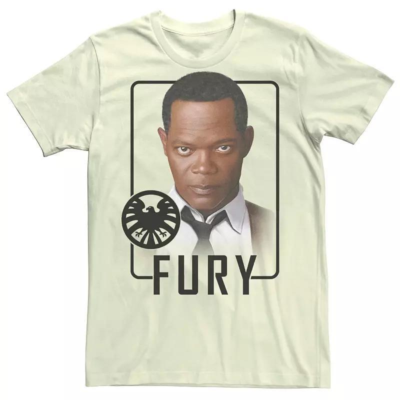 Men's Captain Marvel Nick Fury Shield Agent Tee, Size: 3XL, Natural Product Image
