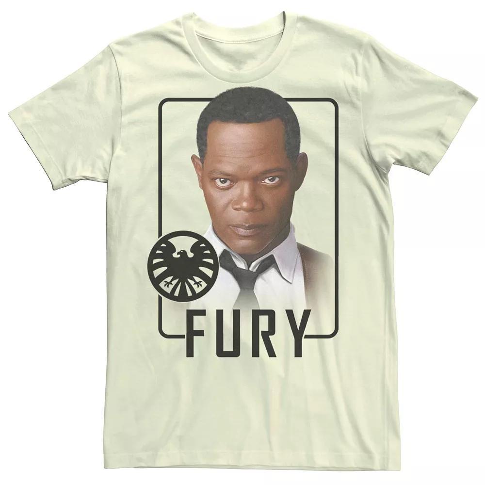 Men's Captain Marvel Nick Fury Shield Agent Tee, Size: 3XL, Natural Product Image