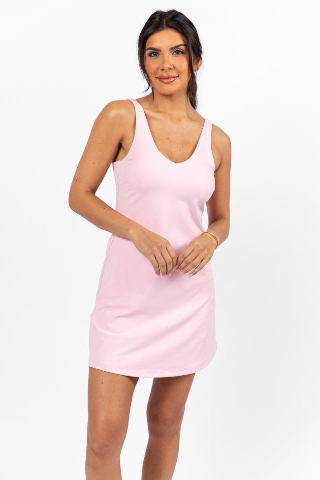 Active Vibe Light Pink V-Neck Active Dress With Pull Down Shorts Product Image