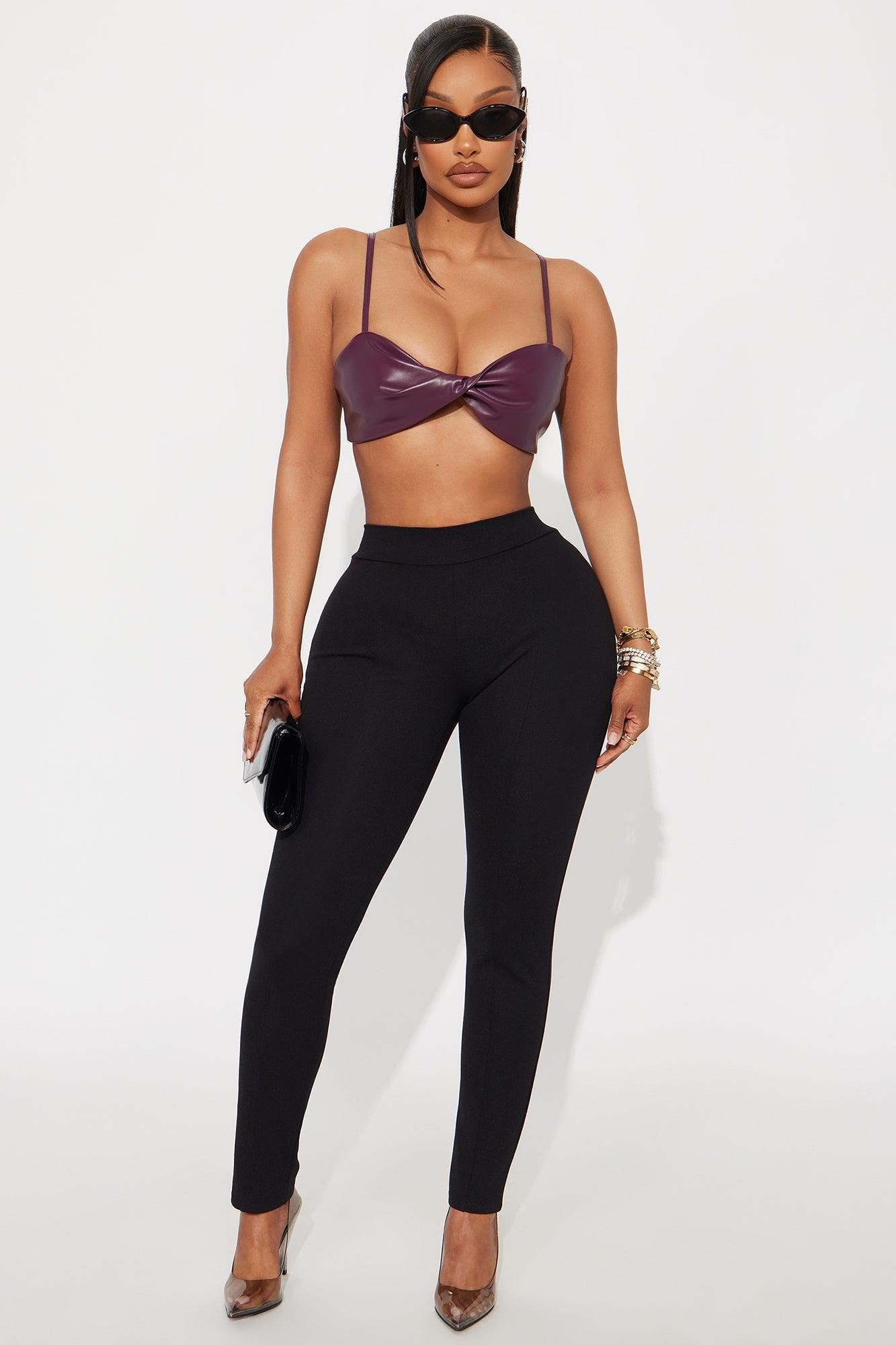 She's A Baddie Faux Leather Bra Top - Plum Product Image