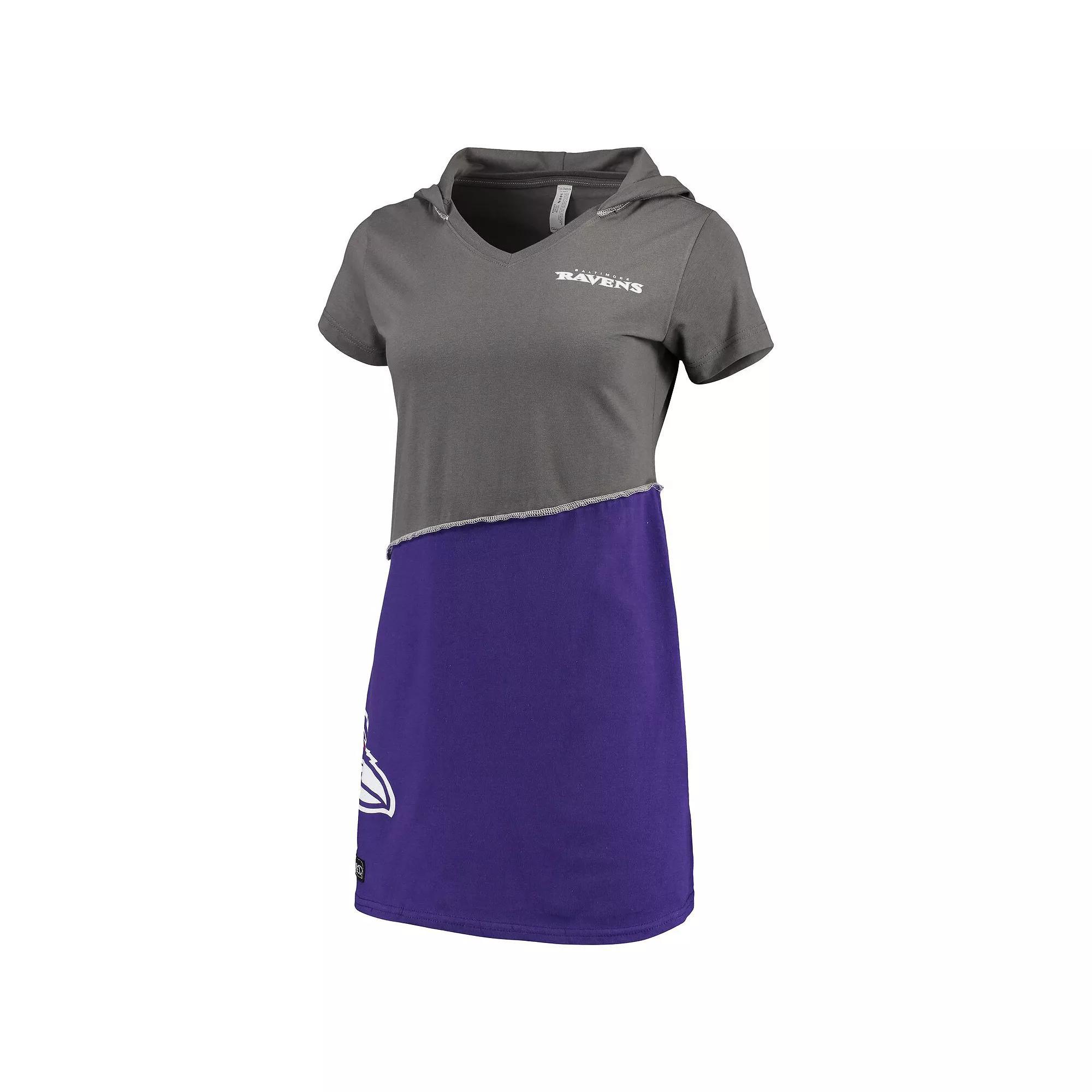 Women's Refried Apparel Charcoal/Purple Baltimore Ravens Sustainable Hooded Mini Dress, Size: Small Product Image