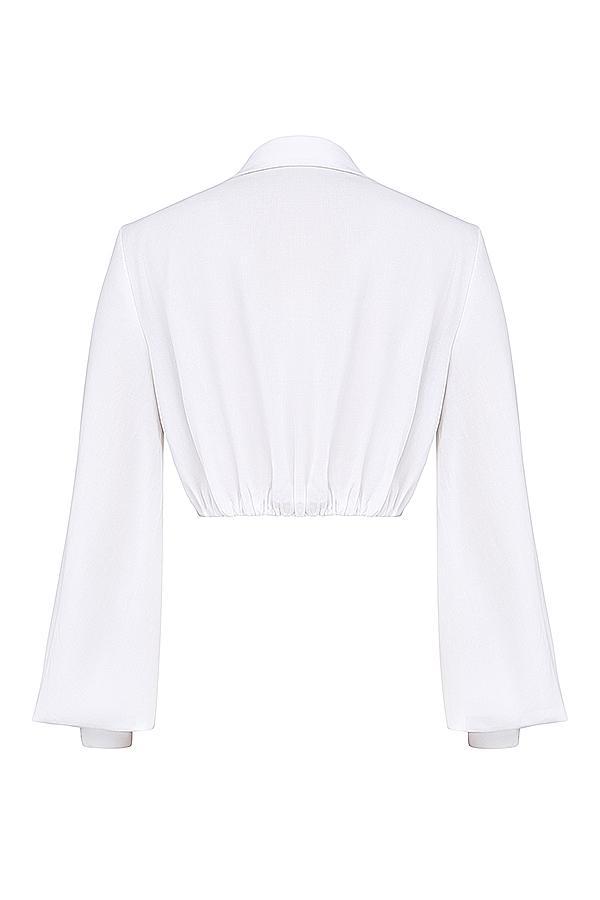 Palmer White Plunge Blouson Top Product Image