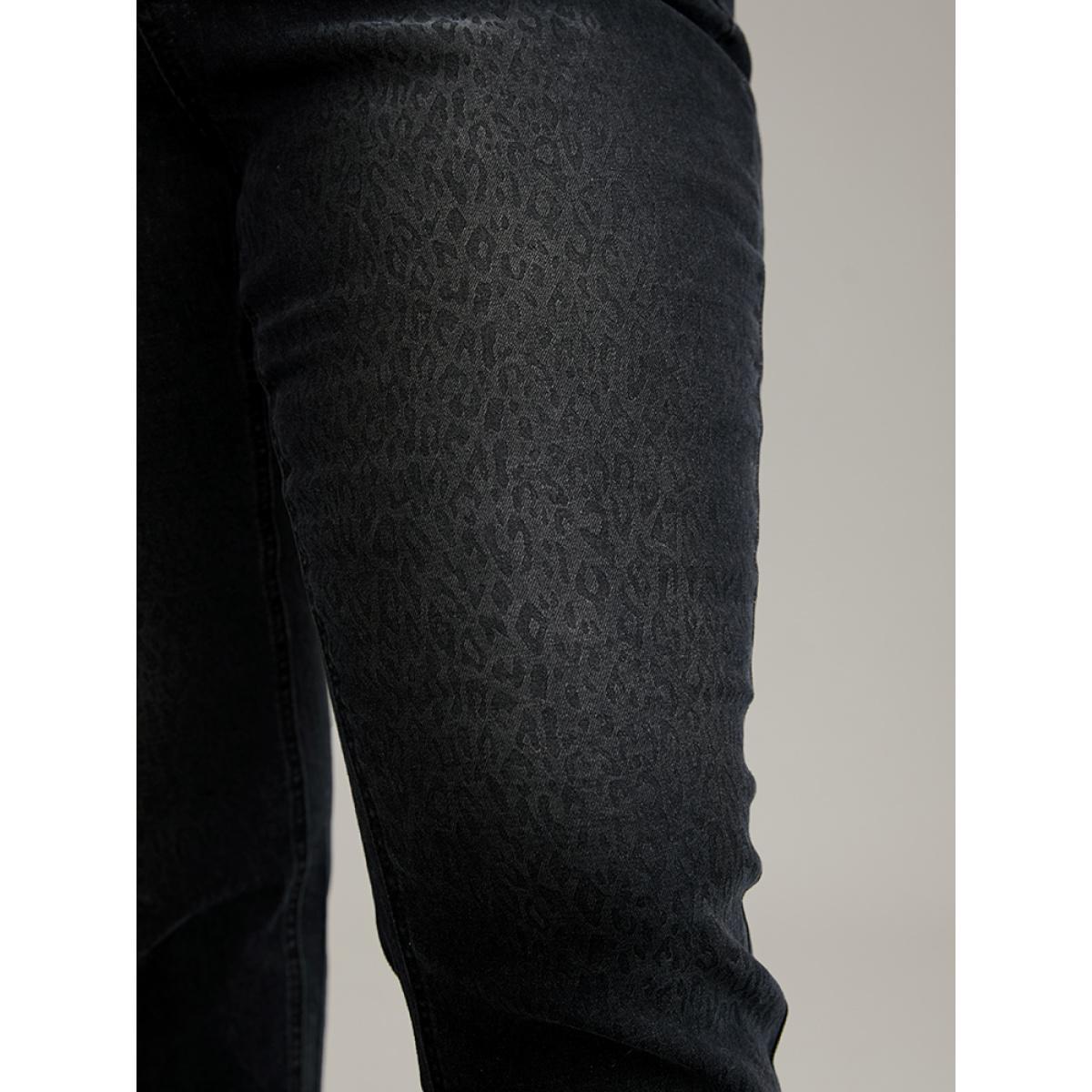 Plus Size Leopard High Stretch Skinny Jeans Women Black Casual Leopard Zipper High stretch Pocket Jeans BloomChic 14/1X Product Image