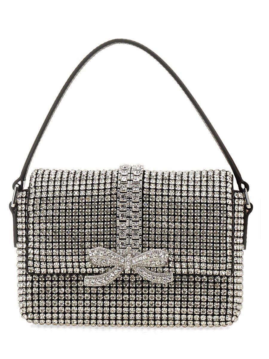 SELF-PORTRAIT Micro Bag With Shoulder Strap In Silver Product Image