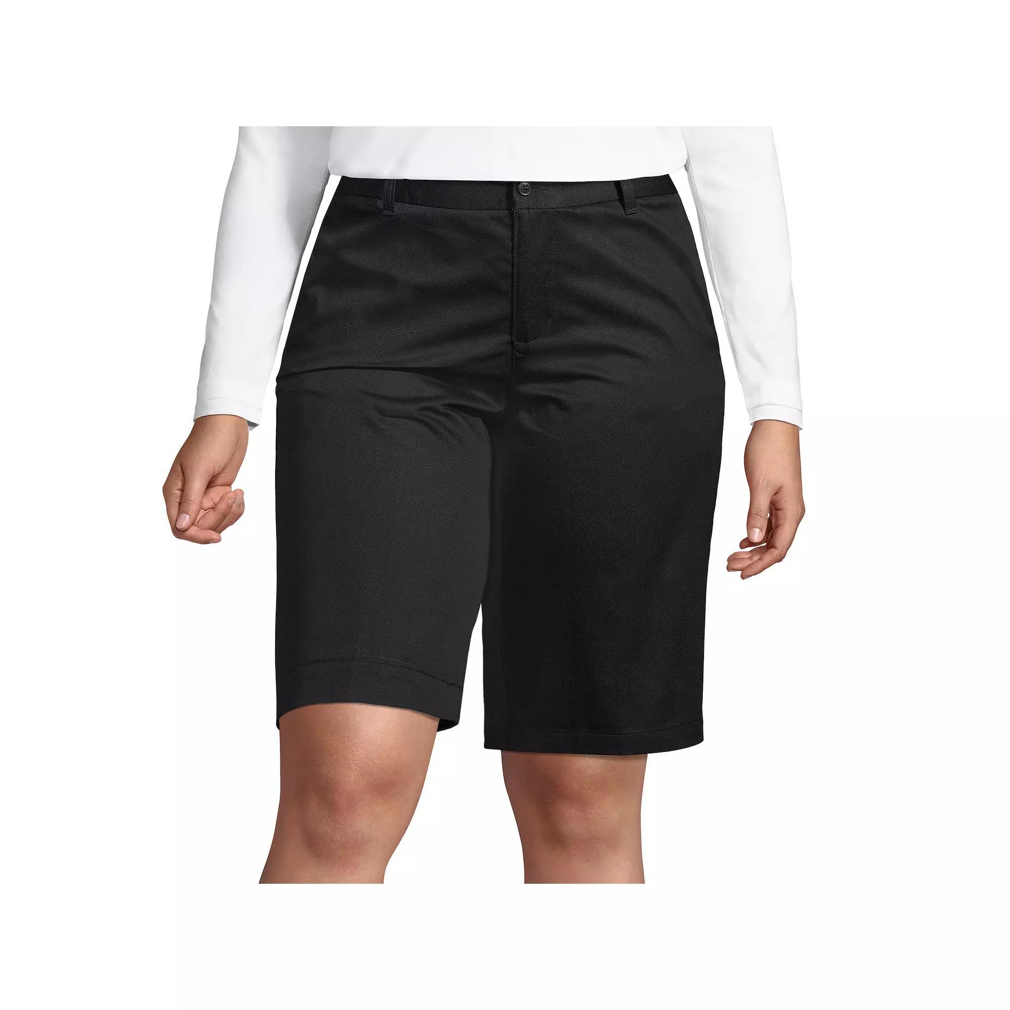 Plus Size Lands' End School Uniform Plain Front Blend Chino Shorts, Women's, Size: 22 W, Black Product Image