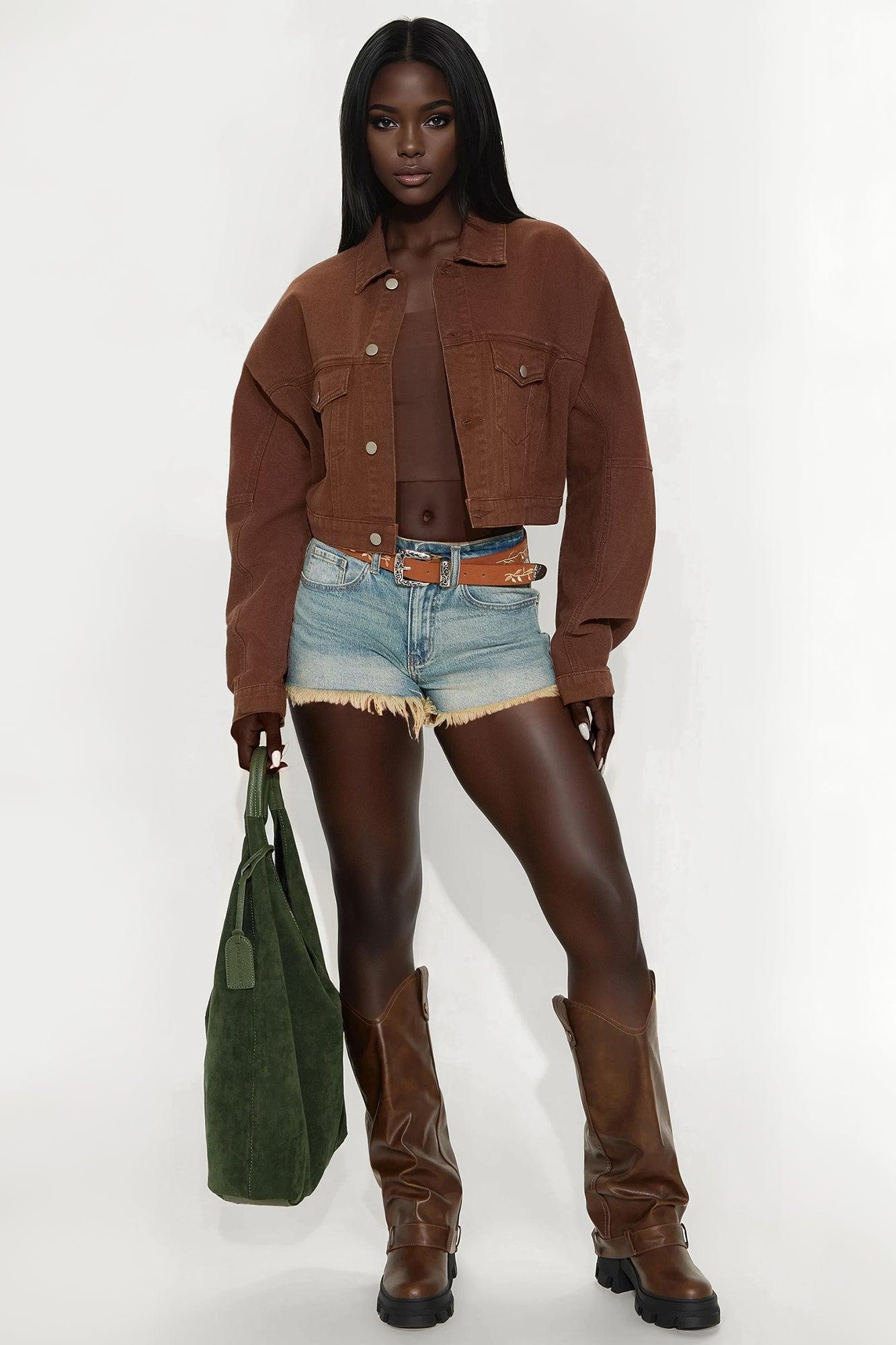 Brittany Trucker Jacket - Chocolate Product Image