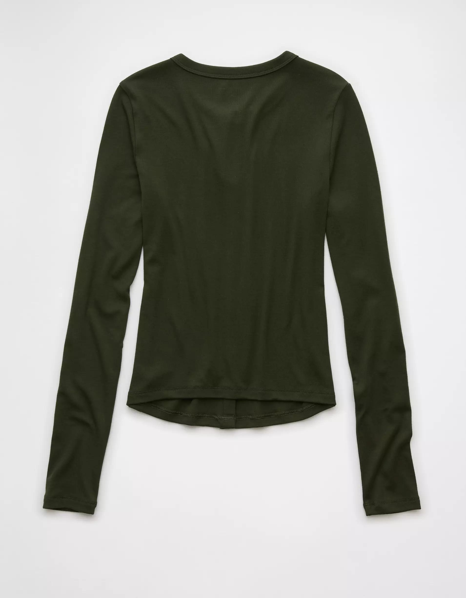 AE Long-Sleeve Button-Up T-Shirt Product Image
