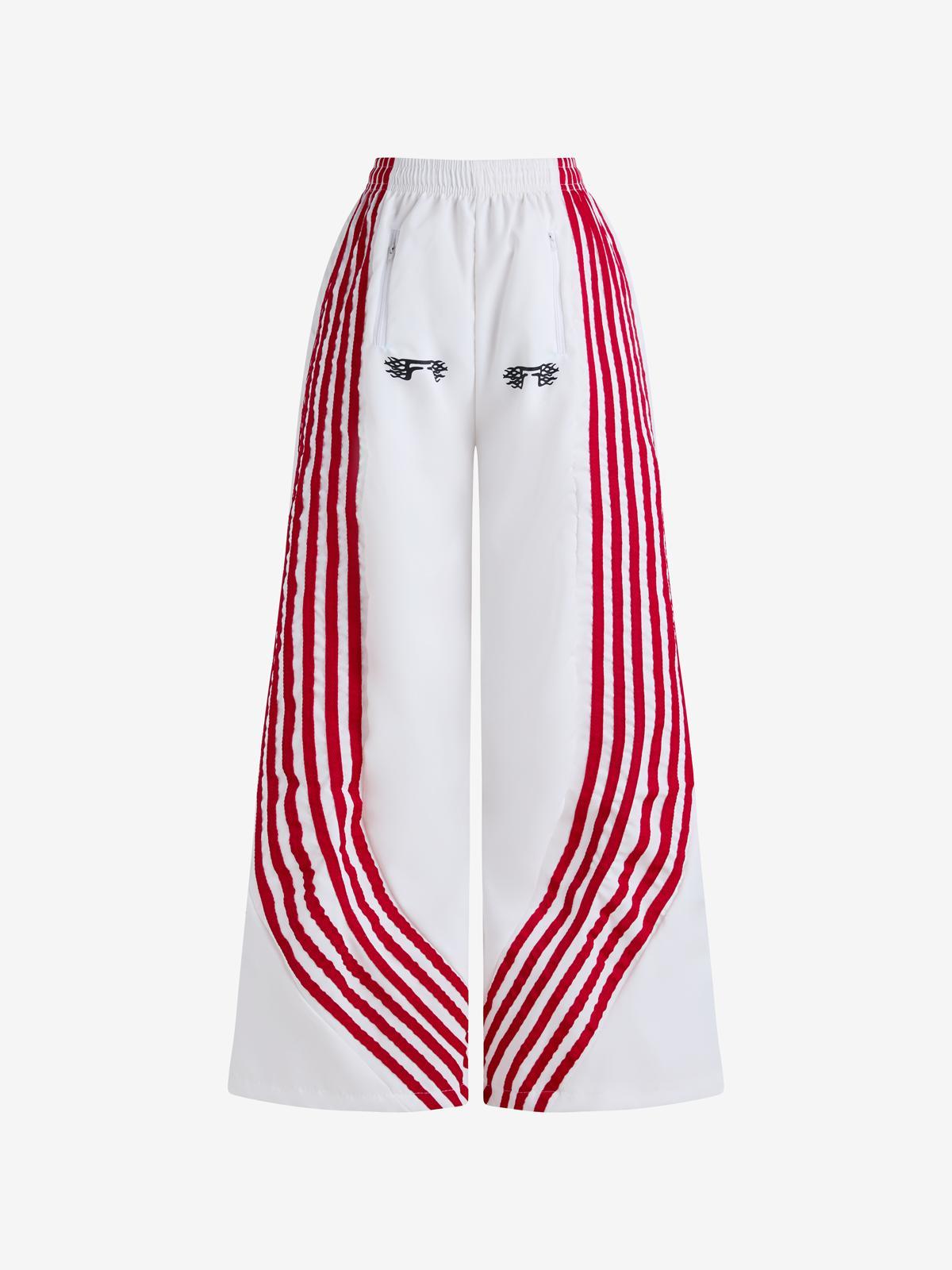 Retro-Inspired Striped Casual Wide Leg Pants Product Image
