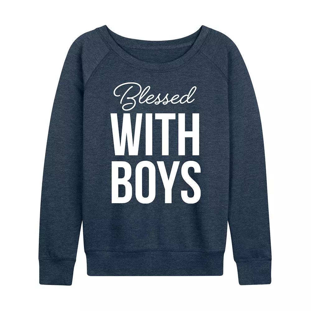 Womens Blessed With Boys French Terry Long Sleeve Tee, Girls Grey Juniper Product Image