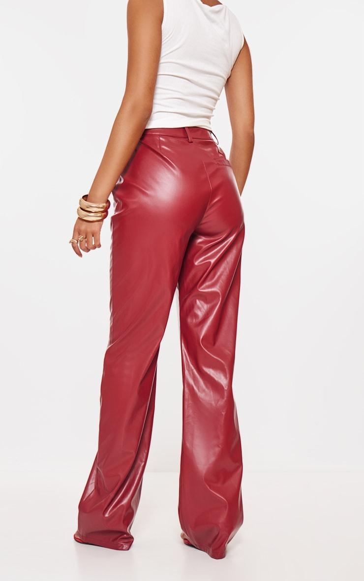 Tall Burgundy Faux Leather Straight Leg Pants Product Image