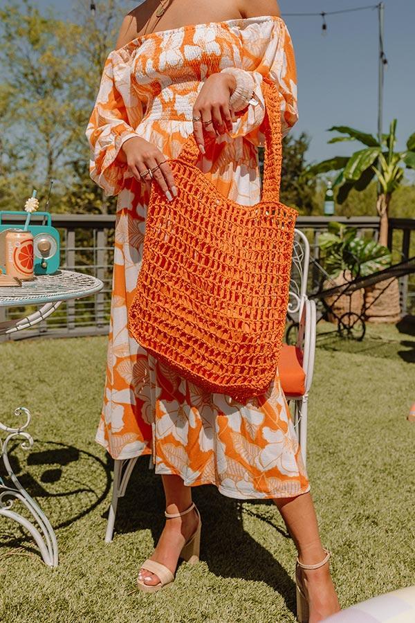 Somewhere In The Tropics Woven Tote In Orange Product Image