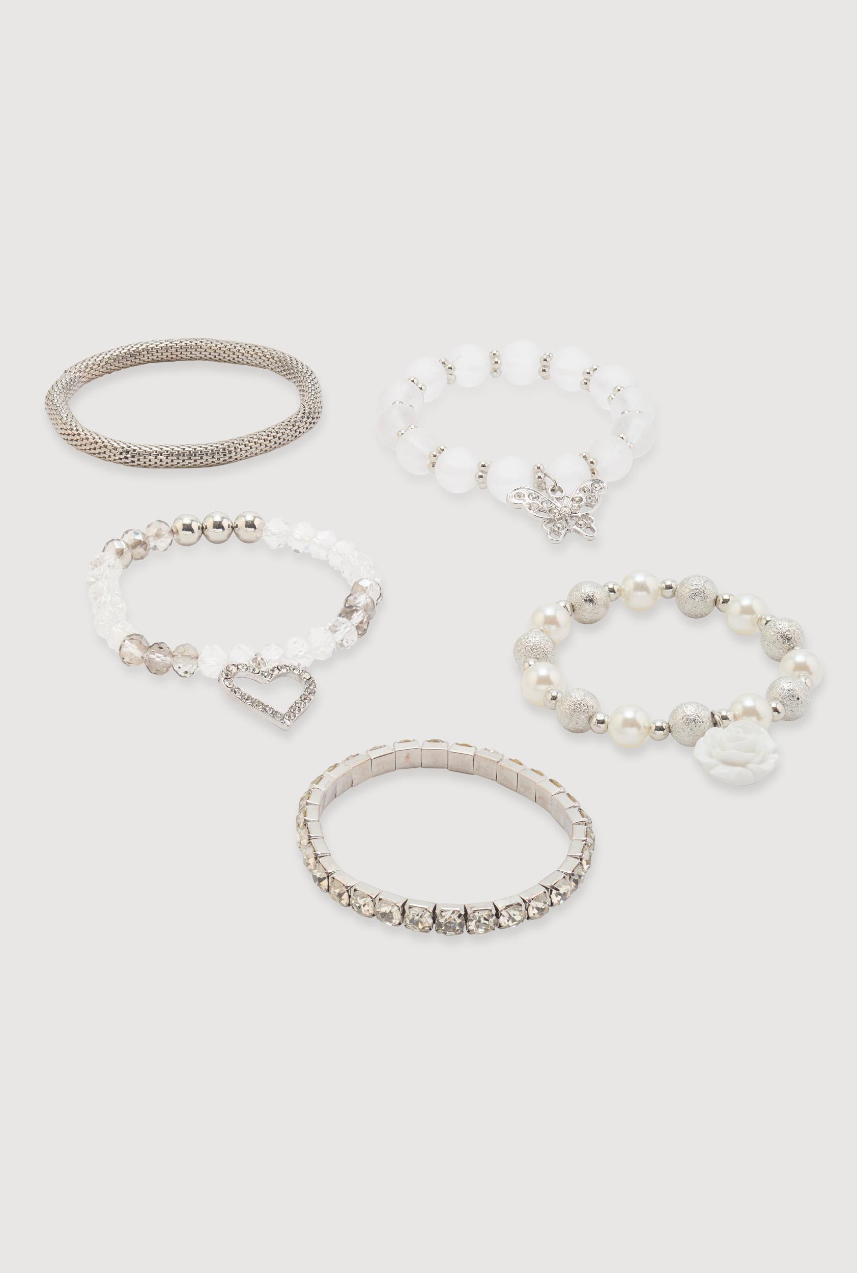 Rose Rhinestone Charm Bracelets Set of 5 Female Product Image