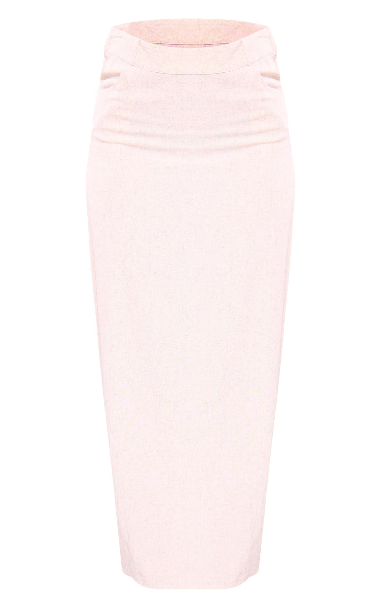 Tall Stone Pocket Detail Split Linen Midaxi Skirt Product Image