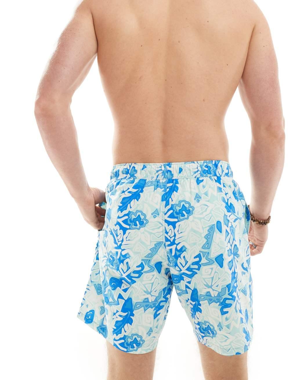 ASOS DESIGN swim shorts in mid length in tropical vintage look print Product Image