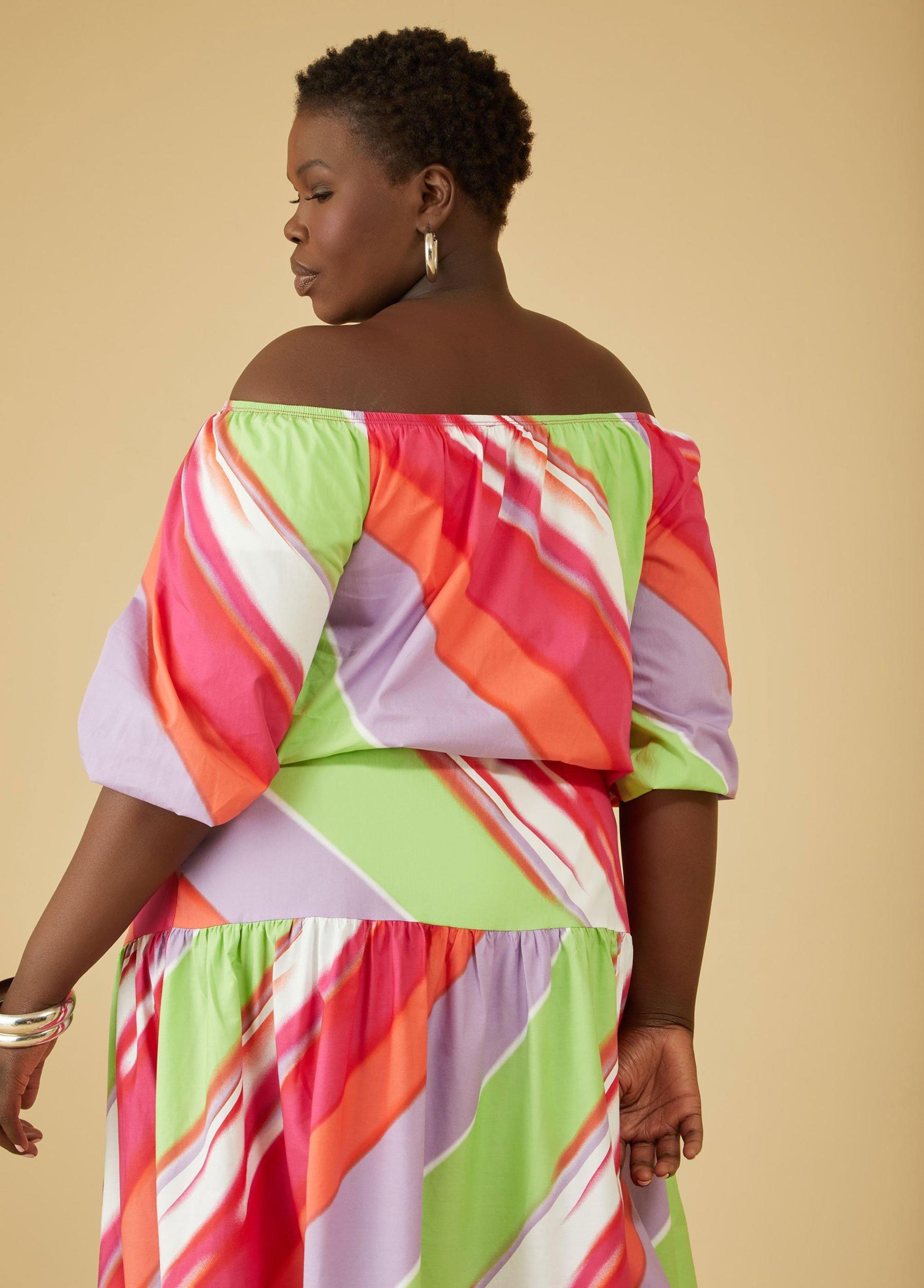 Plus Size Striped Off The Shoulder Blouse Ashley Stewart Product Image