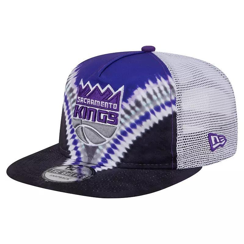 Men's New Era Black/Purple Sacramento Kings Throwback Dye Golfer Snapback Hat, Kng Black Product Image