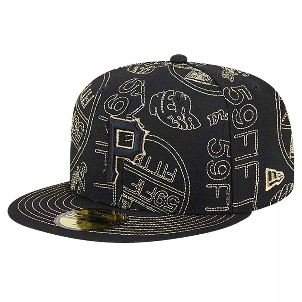 Men's New Era Black Pittsburgh Pirates 59FIFTY Day Allover Fitted Hat, Size: 7 1/8 Product Image