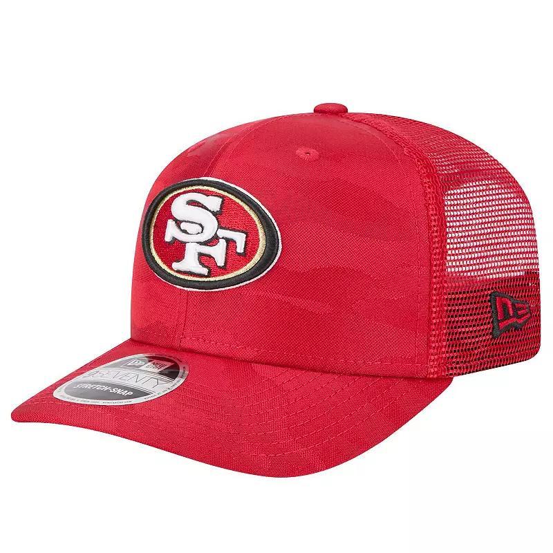 Mens New Era Scarlet San Francisco 49ers Adventure Camo Trucker 9SEVENTY Stretch-Snap Adjustable Hat Product Image