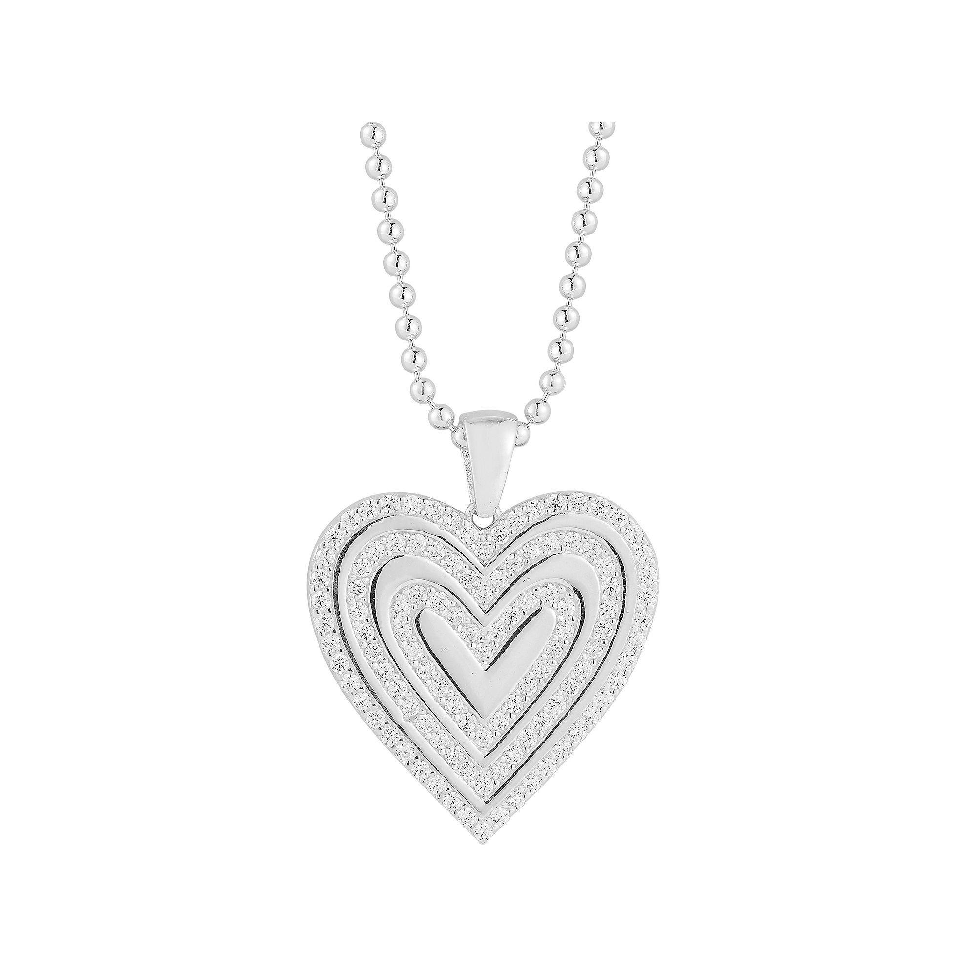 Sunkissed Sterling Cubic Zirconia Heart Pendant Necklace, Women's, Size: 18", Silver Tone Product Image
