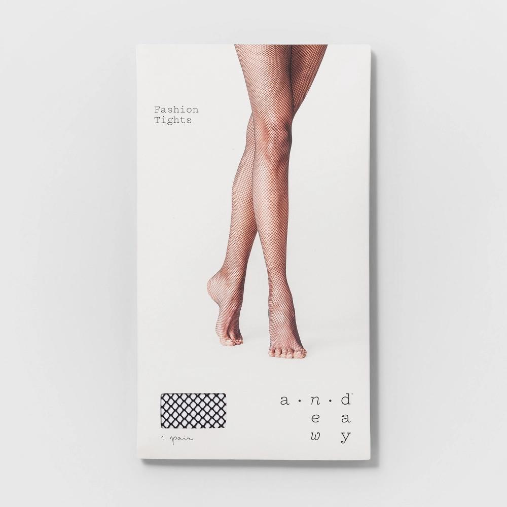 Women's Micro Fishnet Tights - A New Day™ Black S/M: Diamond Pattern, High Waisted, Sheer Hosiery Product Image