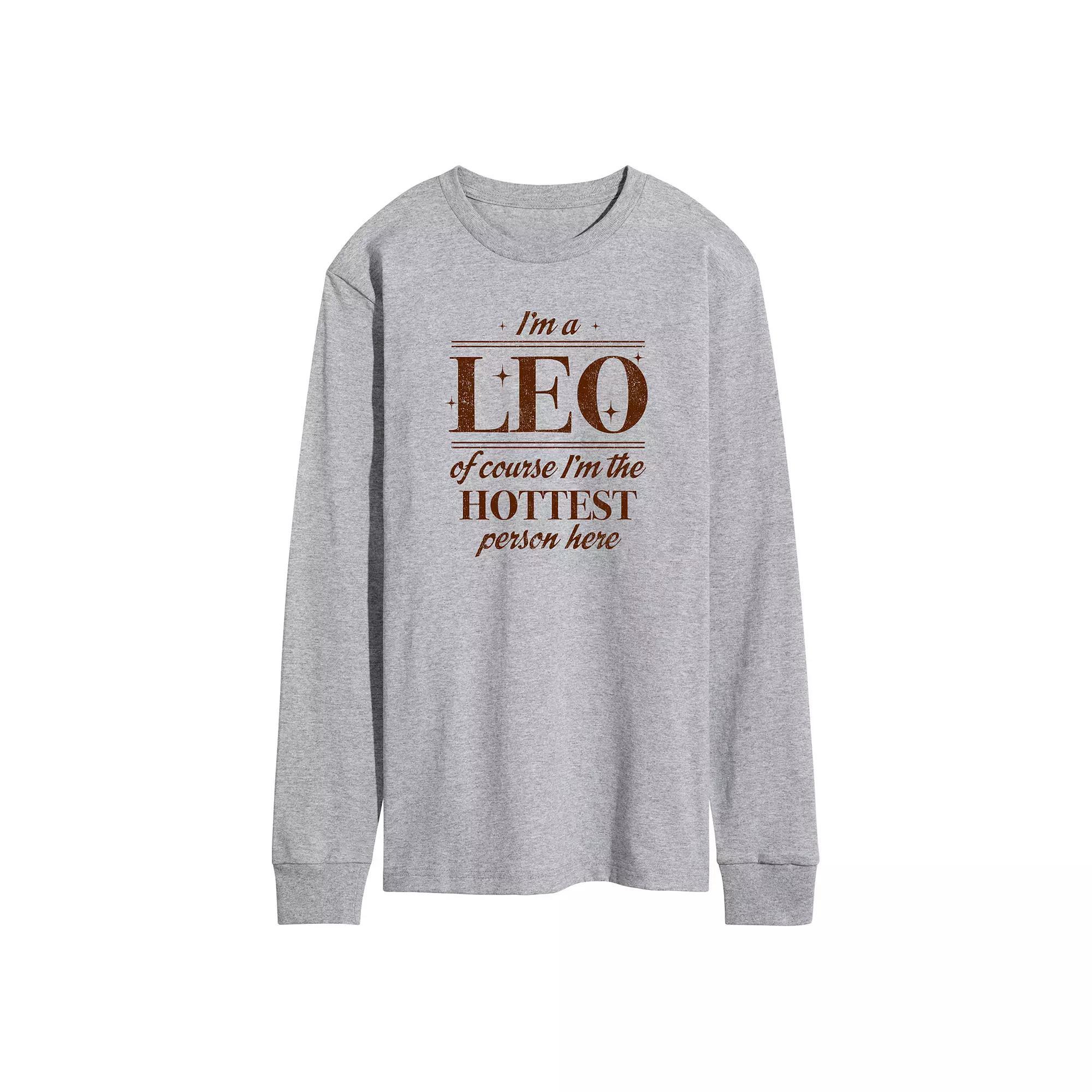 Mens Im A Leo Long Sleeve Graphic Tee Grey Gray Product Image