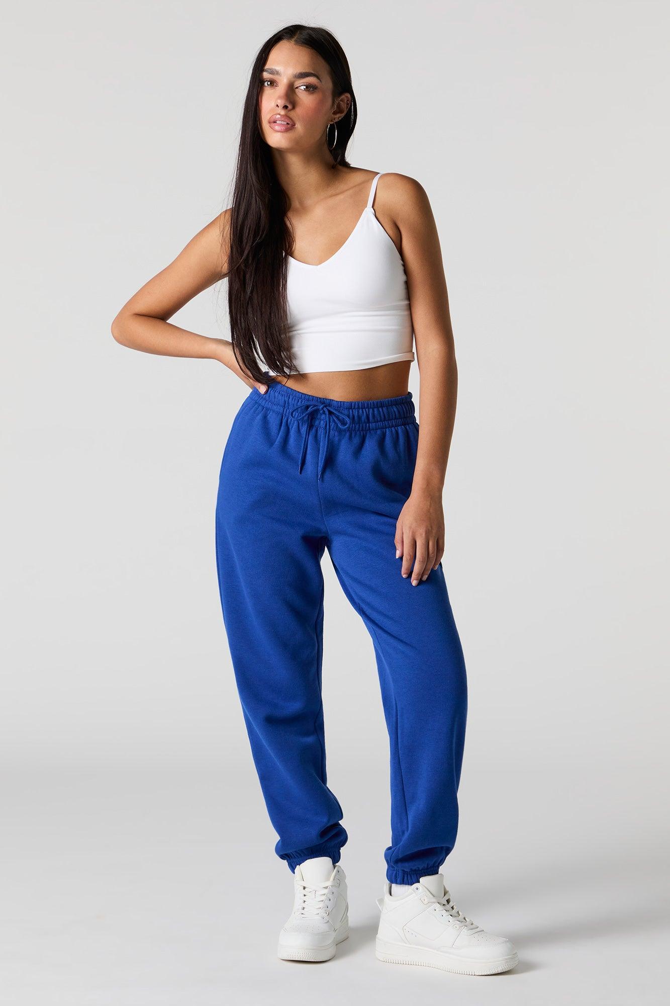 High Rise Solid Fleece Jogger Female Product Image
